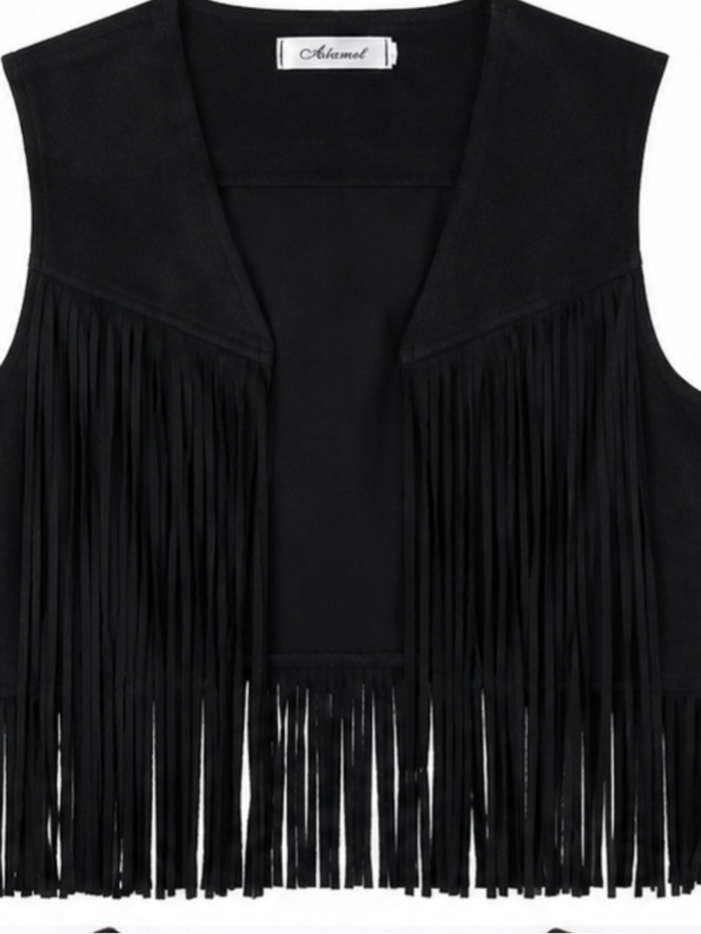 A tamet Black Fringe Vest